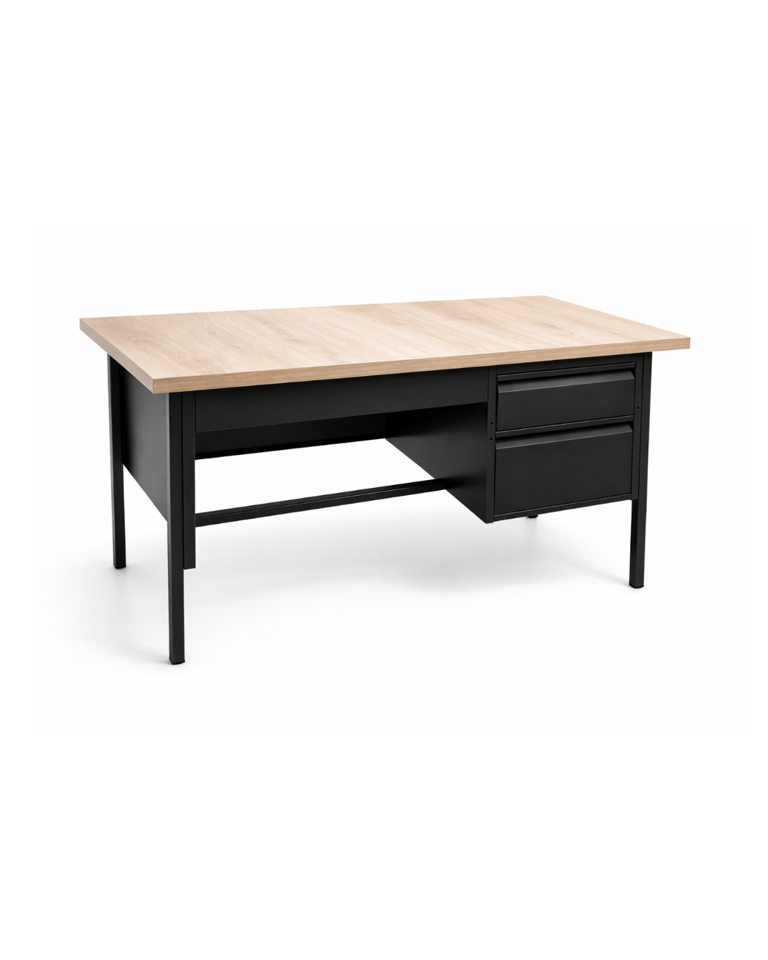 ESCRITORIO METALICO COLOR ROBLE CUERPO NEGRO